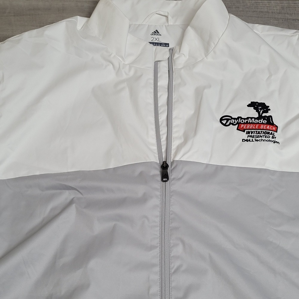 ⛳Adidas Golf Climastorm Jacket Mens 2XL White Zip TaylorMade Pebble Beach 2018 - Picture 7 of 16